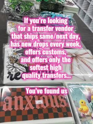 A post by @sodarlingscreenprints on TikTok caption: Here we are! #shirttransfers #tshirttransfers #tshirtbusinessowner #tshirtbusiness #clearfilmtransfers #screenprinttransfers #fastshipping #transfervendor #SmallBusiness #sodarlingscreenprints #fyp #DIY #craftymom #mompreneur #entrepreneur 