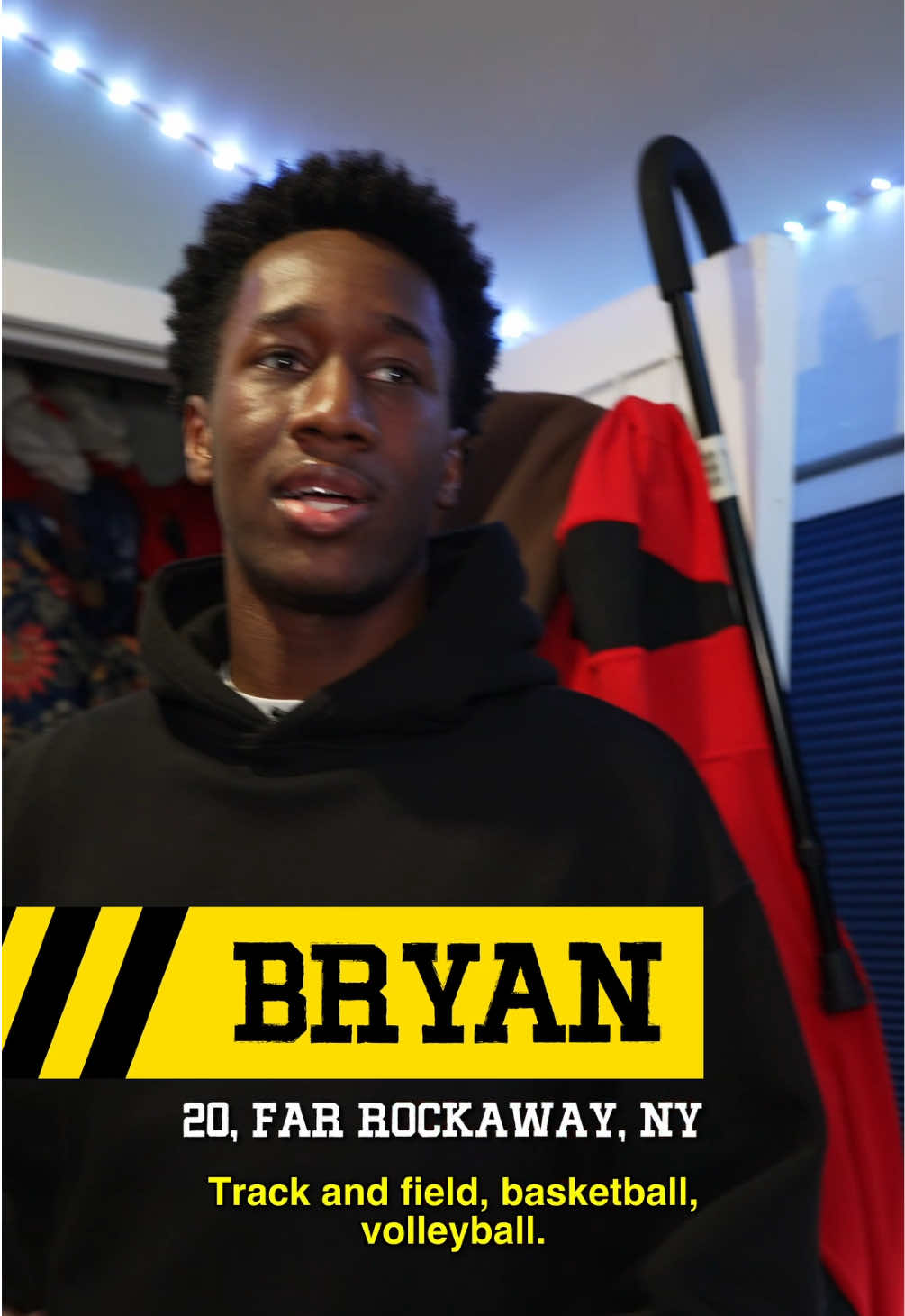 A post by @boyroomshow on TikTok caption: Bryan, 20, Far Rockaway, NY Welcome to Boy Room, the show where we investigate men's bedrooms and fix them. On today's episode, Rachel visits Bryan, a basketball player with a lot of awards and even more unused space.  hosted by @rachelcoster_  a show by @Gymnasium  in partnership with @prime  #messy #hoarders #nyc #renovation #comedy #boyroom #gymnasium 