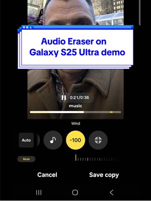 A post by @tomsguide on TikTok caption: Game-changer for annoying background noises 🤯 Audio Eraser on Samsung Galaxy S25 Ultra demo editing this recorded clip. It works on video recorded on the phone but also any video in your camera roll. #galaxys25ultra #s25ultracamera #audioeraser #androidvsiphone #iphonevssamsung #iphonevsandroid #phonecamera #bestphone #oneui7 #galaxyai #androidphones #s25ultra #samsungphone #techtok #cooltech #videoediting #tomsguide 