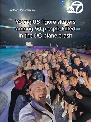 A post by @abc7newsbayarea on TikTok caption: The tragic plane crash above Washington, D.C. greatly affected the U.S. figure skating community. In a press conference on Thursday, officials said 14 people attending the National Development Camp in Wichita, Kansas, were aboard the plane that collided with a helicopter, killing everyone on board. #figureskating #IceSkating #dcplanecrash #potomacriver #planecrash #usfigureskating #abc7news 