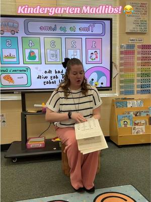 A post by @mccaffreysminiminds on TikTok caption: The giggles that came out of this one! #kindergartenteacher #madlibs 