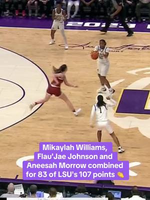 A post by @espnw on TikTok caption: #LSU's trio went off against #Oklahoma 👏 #wbb #basketball 