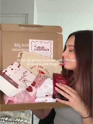 A post by @laurieelle on TikTok caption: for all the cherry and bow girlies 🍒🎀 #unboxing #gift #subscriptionbox #valentines #galentines @TreatBox Limited 