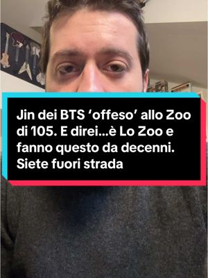 A post by @alvisesalerno on TikTok caption: Il claim storico è “il programma che non piace”. Non prendetevela, è il format #zoodi105 #bts #jin 