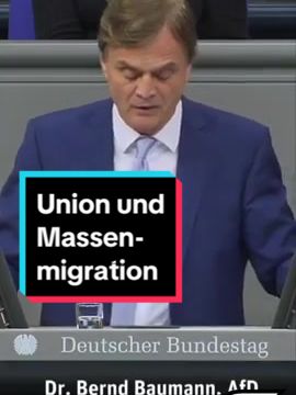 A post by @deutschland.kurier on TikTok caption: „Die Union interessiert sich nicht für die Opfer der Massenmigration!“ | Bernd Baumann (AfD)