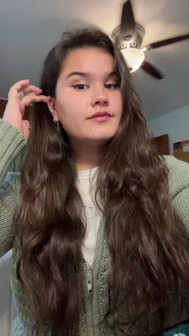 A post by @illymlin15 on TikTok caption: Getting my yearly haircut feels  the same as eating a single vegetable after having nothing but junk for a month straight— like ‘ooo look at me taking care of myself, bein so hEaLtHy🤪’ She just did a dry cut, im excited and terrified to try and style it.  #haircut #healthy