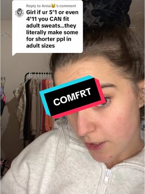 A post by @official.ally.a.54 on TikTok caption: Replying to @Anna😾  #comfrtclothing #comfrt #shortgirproblems #sweatpants #shortgirl #comfrtkids 