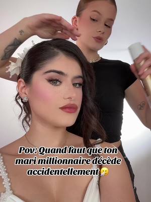 A post by @emma.galano on TikTok caption: #humour makeup @ILONA ( je me marie pas j’étais juste modèle ) #makeup #mariage #bride #bridemakeup 