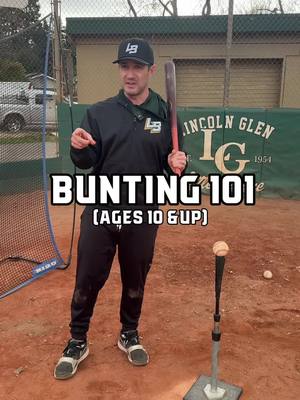 A post by @legends_baseball on TikTok caption: Bunting: A small move with a big purpose. Move runners, surprise the defense, and set up scoring chances. Sometimes, it’s the little things that make the biggest difference. Grip the bat with your fingers, square up to the pitcher, and let the ball meet the handle, not the sweet spot. Soft, controlled contact is key to moving runners or surprising the defense. Try it out! #baseball #littleleague #baseballseason #littleleaguebaseball #coaching #howto #training #summercamp