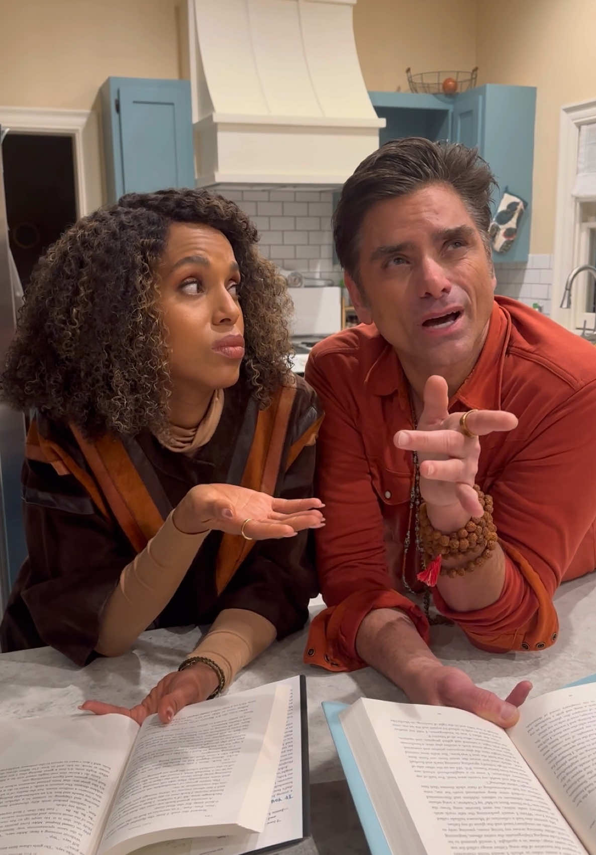 A post by @johnstamos on TikTok caption: We’re funny. We should do a show together 🤔 Happy Birthday to the insanely talented @Kerry Washington who truly does it all and makes the world a better place! You are a light, my friend. To celebrate Kerry’s birthday, go grab a copy of her memoir #ThickerThanWater xJS