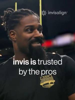 A post by @invisalignofficial on TikTok caption: Confidence you can see. Power you can feel. 💪⚡ Cam Jordan trusts Invisalign® to keep his smile game strong—on and off the field. Actual Invisalign patient compensated by the brand. #Invisalign #SuperBowlLIX #SmileConfidence