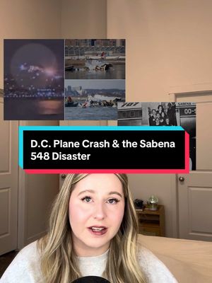 A post by @crimewithkourt on TikTok caption: I can’t stop thinking about how they were just 20 minutes from landing… prayers to everyone affected by this horrible tragedy in D.C., but also those who were affected by the 1961 plane crash 💔 #dcplanecrash #planecrash #sabena548disaster #truecrime #truecrimecommunity #truecrimetikok #truecrimestorytime #truecrimestory #crimetoks #truecrimeanytime #washingtondc #fyp 