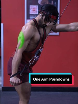 A post by @hazzytrainer on TikTok caption: Carve your Body with One Arm Pushdowns ⚠️ . Here are the 4 main form tips you want to master when performing One Arm Pushdowns. ✅ Form Tip #1: Instead of Using an Underhand or Overhand Grip, use a Neutral Grip so you can have the Greatest Pressing Strength. ✅ Form Tip #2: Make sure to take your Opposite Hand and Push Against a Pole so you’re greater stabilized into the movement. ✅ Form Tip #3: Instead of Having your Feet too Close to the Cable, this a Step Back and Lean your Body Slightly Forward. ✅ Form Tip #4: Lastly, instead of Pulling the Weight with your Shoulders, this will take tension away from your Triceps, so make sure to Lock your Shoulders In and Extend through your Elbows. ✅ Using a combination of all 4 will help you MASTER this movement.  Save this for next time you train your Triceps 💪🏽 . #triceps #arms #armworkout 