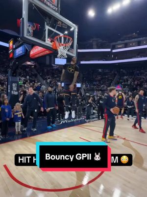 A post by @nba on TikTok caption: Gary Payton II got bounce 🐰 #NBA #basketball #Warriors #head 