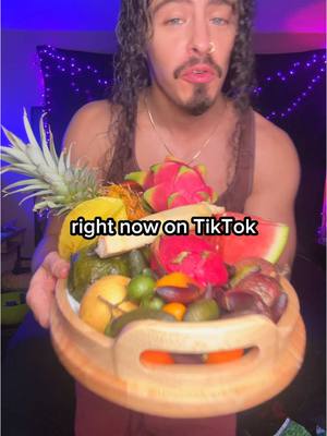 A post by @cainkerner on TikTok caption: Come chill and snack on some #fruit with us! #fruitforthought #pineapple #dragonfruit #sugarcane 