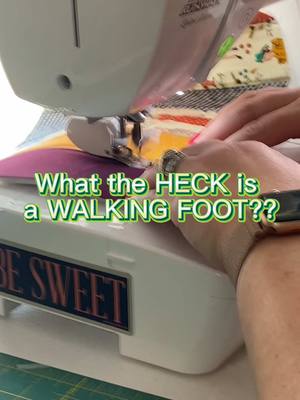 A post by @shesewsseams on TikTok caption: Walking Foot.  Not scary.  Super helpful.  Let’s learn about it! #walkingfoot #presserfeet #sewingtutorial #sewingdiy #sewinghacks #sewingskills 