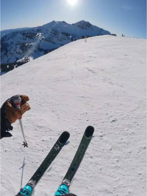 A post by @sonofvbeach on TikTok caption: Skiing the bowl off of last tram. #skitok #skiing 