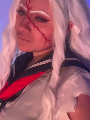 A post by @lithiumludgate on TikTok caption: missing her dearly this morning  #sakuraogami #sakuraogamicosplay #danganronpa #danganronpacosplay #cosplay #triggerhappyhavoc #cosplayer #cosplaytransition 