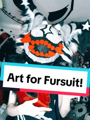 A post by @x_razzer_x on TikTok caption: Makes me so happy when people are willing to accept art as payment for something I can't afford! It's more meaningful and we both get something creative from it! :D - #fursuittrade #newfursuit #fursuitforsale #emofurry #cccatfursuit #screechfursuit #monster 