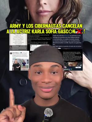 A post by @bbjairo59701_ on TikTok caption: Army y los Cibernautas cancelan a la actriz Karla Sofía Gascón #army #bts #chisme #noticias #fyp #kpop #bbjairo59701_ 