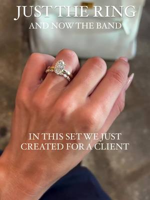 A post by @eastwestgemco on TikTok caption: A ring inspired by common requests of our clients. Our Peyton setting gives you a 2mm solitaire look from the top with triple micropavé detail on the sides ✨ Paired with an East-West set oval Suri band 💎 — 2.5 carat oval Peyton ring for $2,825 + Suri band for $1,150 (as shown) #eastwestpeyton #moissaniteengagementring #ovalcut #customring #customjewelry #eastwestgemco 