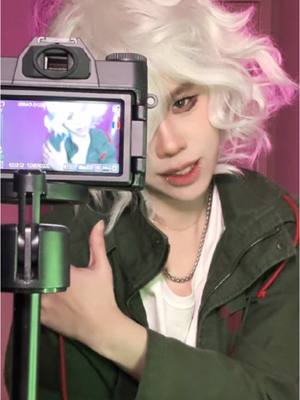 A post by @kohmaedas on TikTok caption: i thought the camera set up from my other video was cool so have this i think i look good here #nagitokomaeda #nagitokomaedacosplay #nagitocosplay #danganronpa #danganronpacosplay 