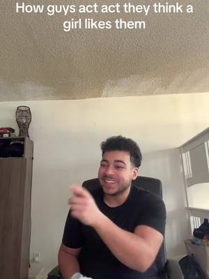 A post by @faroukiie on TikTok caption: How guys act when they think a girl likes them