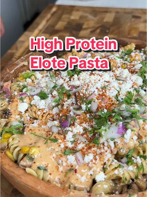 A post by @ice.karimcooks on TikTok caption: High Protein Low Calorie Elote Pasta 🤩 (recipe 👇🏽) Macros (x4 servings): 576 calories |45g P | 49g C | 24g F For the Chicken: 20 oz chicken breast, cooked and cubed 🍗 1 tbsp olive oil 🫒 1 tsp onion powder 🧅 1 tsp garlic powder 🧄 1 tsp chili powder 🌶️ 1/2 tsp cumin 🌿 1/4 tsp cayenne (optional) 🌶️ For the Pasta: 8 oz protein rotini, cooked and drained 🍝 1 red onion, finely chopped 🧅 1/2 cup cilantro, finely chopped 🌿 10 oz frozen roasted corn 🌽 1/4 cup cotija cheese 🧀 For the Sauce: 3/4 cup light sour cream 🥛 3/4 cup light mayo 🥪 1-2 chipotles in adobo sauce 🌶️ 1 tsp onion powder 🧅 1 tsp garlic powder 🧄 1 tsp chili powder 🌶️ 1/2 tsp cumin 🌿 1 tsp tajin 🌶️ Juice and zest of 1 lime 🍋 A drizzle of honey 🍯 Salt & pepper, to taste 🧂 Many more amazing recipes just like this in my digital cookbook in my b-10 😇🥰 . . . . #icekarim #healthyrecipes #EasyRecipes #mealprep #quickrecipes 