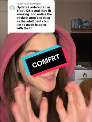 A post by @official.ally.a.54 on TikTok caption: Replying to @a  #comfrtclothing #comfrt #shortgirproblems #sweatpants #shortgirl #comfrtkids 