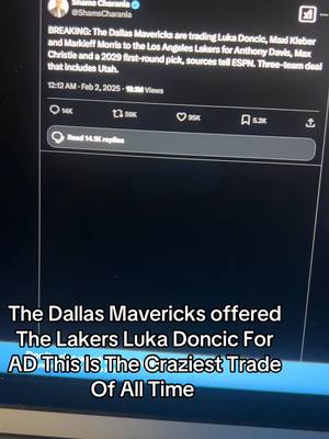 A post by @top5lance on TikTok caption: This is the craziest trade in the history of the sport #fyp #viral #foryoupage #NBA #lukadoncic #anthonydavis #lakers #dallasmavericks 