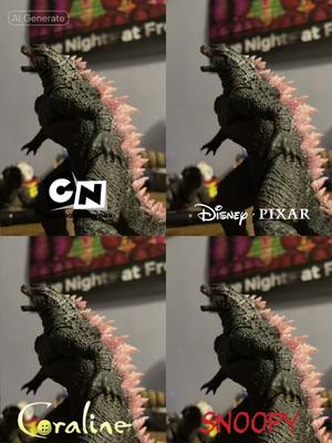 A post by @jason1132045 on TikTok caption: #aifilter strange cartoony AI on Godzilla figure ##godzilla#ai