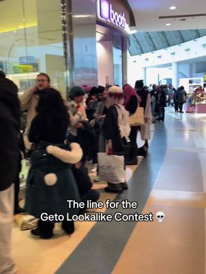 A post by @zander_small on TikTok caption: The line for the Geto Lookalike Contest #jujutsukaisen #jjk #anime 