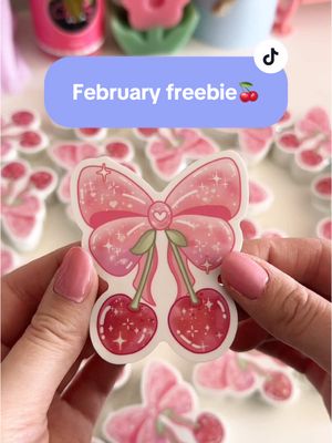 A post by @unicorn.eclipse on TikTok caption: Unboxing the freebie sticker for February 💖🍒 In case you missed it, every order this month will get this cherries sticker while supplies last 🥹🍒#stationery #cutestationery #asmr #stickerasmr #smallbizasmr #unboxingasmr 