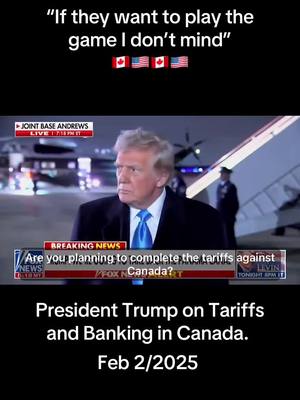 A post by @jaysgirl44 on TikTok caption: Trump reacts to Canada tariffs. Feb 2/2025. #cdn #cdnpolitics #cdnpoli #Canada #canada_life🇨🇦 #usa🇺🇸 