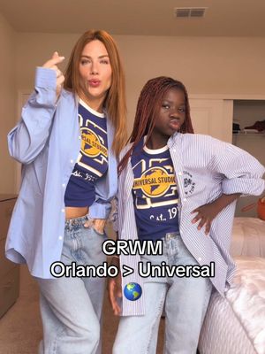 A post by @gioewbank on TikTok caption: E os lookinhos do primeiro dia de parque em Orlando??? 🌎 #universal #maeefilha #maternidade #grwm 