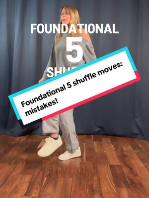 A post by @midlifeshuffle on TikTok caption: Common mistakes found with the foundation of five Shuffle moves #Shuffle #shuffledance #shuffletutorial #learntoshuffle #beginnershuffler #howtoshuffle #midlifeshuffle 