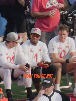 A post by @bengals on TikTok caption: No talking when you’re a mascot 😅 #fyp #ProBowl #bengals #nfl #joeburrow #jamarrchase #trey 