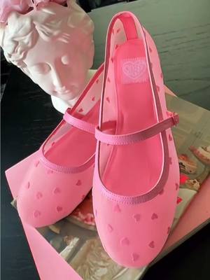 A post by @yrushoes on TikTok caption: Lovecore flats!🩷🩷 The new Helena Hearts in pink are shipping now!!🩷🩷 #yrushoes #shoes #lovecore 