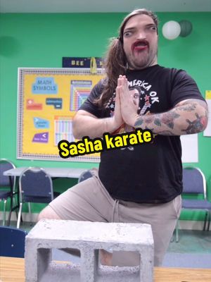 A post by @leigh_mcnasty on TikTok caption: Sasha learns karate🤣 #kids #school #teacher