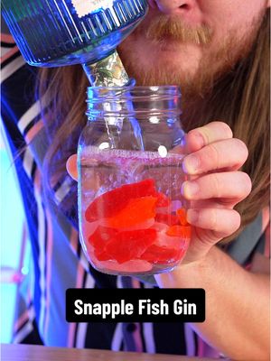 A post by @dokaryan on TikTok caption: I left Snapple Swedish Fish in Gin for a week #gin #swedishfish #dokaryan #fyp 