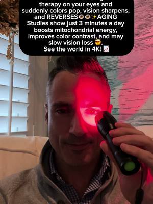 A post by @youngeryoudoc on TikTok caption: 👀 Ever wonder if you could reverse aging and sharpen your vision?Red light therapy might be the hack you’ve been missing! ✨📊 Research reveals that just 3 minutes a day of red light therapy improves color contrast sensitivity by up to 17% and boosts mitochondrial energy in your retina—keeping your eyes younger, sharper, and more resilient! (Yep, science-backed!)🔍 Here’s how:1️⃣ Use a red light device (630-850 nm) for 1-3 minutes per eye.2️⃣ Keep the light about 5-12 inches away.3️⃣ Consistency is key—do this daily, preferably in the morning to sync with your circadian rhythm.Results? More vibrant colors, reduced eye strain, and even slower aging of your eyes.See the world in 4K clarity. 🌈Ready to give it a shot? #fyp #antiaging #antiagingtips #eyehealth #RedLightTherapy #redlight #photobiomodulation #longevity 