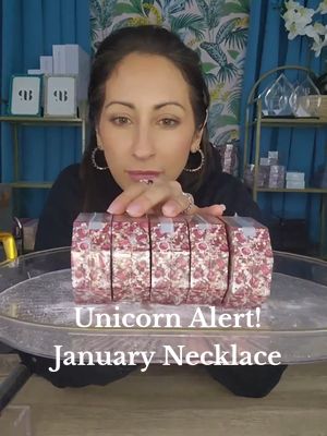 A post by @fizznbling_v on TikTok caption: Unicorn Alert! January Birthday Collection Necklace  #January #januarybirthday #garnet #necklace  @Bomb Party Official 