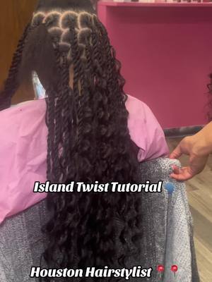 A post by @topnotch.tresses on TikTok caption: 77074. Mondays Only. $50 Deposit. Dm Me To Book. #islandtwist #islandtwisttutorial #howtodoislandtwist #bohotwist #bohotwisttutorial #diyislandtwist #houstonislandtwist #houstontwist #houstonbraider #houstonbraids #houstonhairstylist #fyp #foryou 