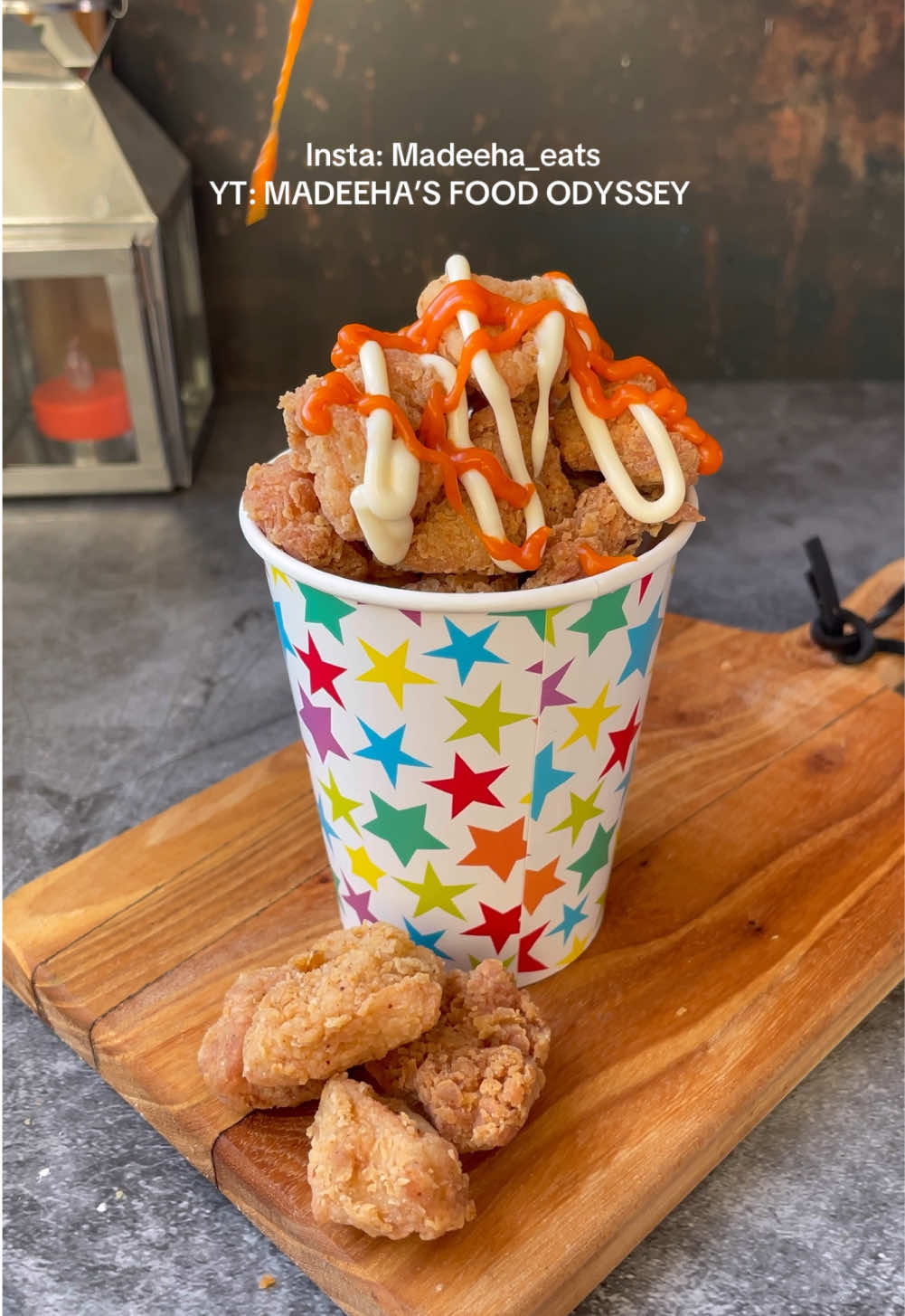 A post by @madeehasfoododyssey on TikTok caption: CHICKEN POPCORN  500gm chicken cubed 1 tbsp mustard  1/2 tsp chicken powder  1/2 tsp paprika  1/2 tsp ginger, garlic and onion powder  1 tsp crushed gg paste  1 egg Salt to taste For coating: 2 cup flour 1 cup cornflour  Salt, black pepper, paprika garlic powder chicken powder to taste  #Ramadan #friedchicken #ramadanrecipes #popcorn #punjabitiktok #FoodTok #fyp  