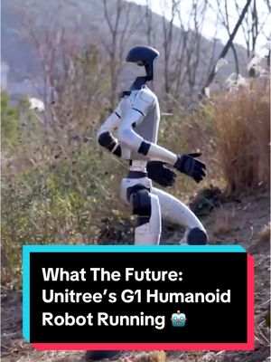 A post by @cnetdotcom on TikTok caption: Run, G1, Run! 🤖🦿#Unitree's G1 humanoid robot can be seen running, walking and navigating diverse terrain in a new video. We get into all the details. #robotics #unitreeg1 #newtech #ai #tech #humanoid #humanoidrobot #tech #techtok #roboticsengineering  