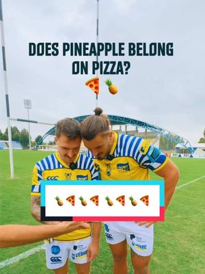 A post by @urc on TikTok caption: The greatest debate… Pineapple on pizza 🍕🍍 #rugbytok #sportstiktok #sixnationsrugby #unitedrugbychampionship 