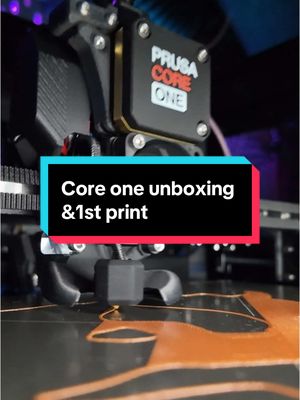 A post by @plastic3d on TikTok caption: God dayuum this printer looks good! 🔥💯 @prusa3d Core One Unboxing & 1st print