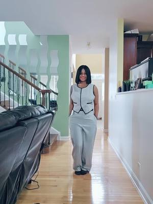 A post by @nnfrimps1980 on TikTok caption: @YOZY Two-Piece Set Women's Contrast Binding Button Front Vest Blazer &Wide Leg Pants, Elegant Fashion Casual Outfits for Daily Outdoor Wear,Women Clothing for Spring Fall. @YOZY #Two-Piece set #women 's Contrast #binding #button #front #Vest #blazer & #wide #Leg #pants #elegant #fashion #casualoutfits #daily #outdoor wear