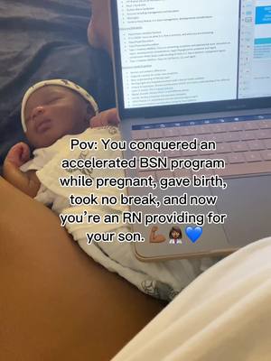 A post by @itshermosabelle on TikTok caption: From student mom to RN, this is what handling big business looks like. Couldn’t have done it without GOD! 💼📚  #nursingschool #nursingstudent #registerednurse #blacknurse #nursesoftiktok #nurselife #newgradnurse #MomsofTikTok #nurselife #blacknursetiktok 