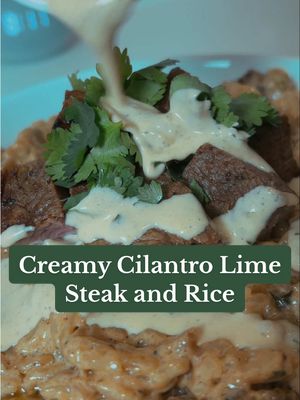 A post by @cookingwcookie on TikTok caption: Let’s make creamy cilantro lime steak and rice! #steakandrice #cilantro #chipotle #mexicanfood #DinnerIdeas #dinnerrecipe #foodietok #foodtiktok #FoodTok 